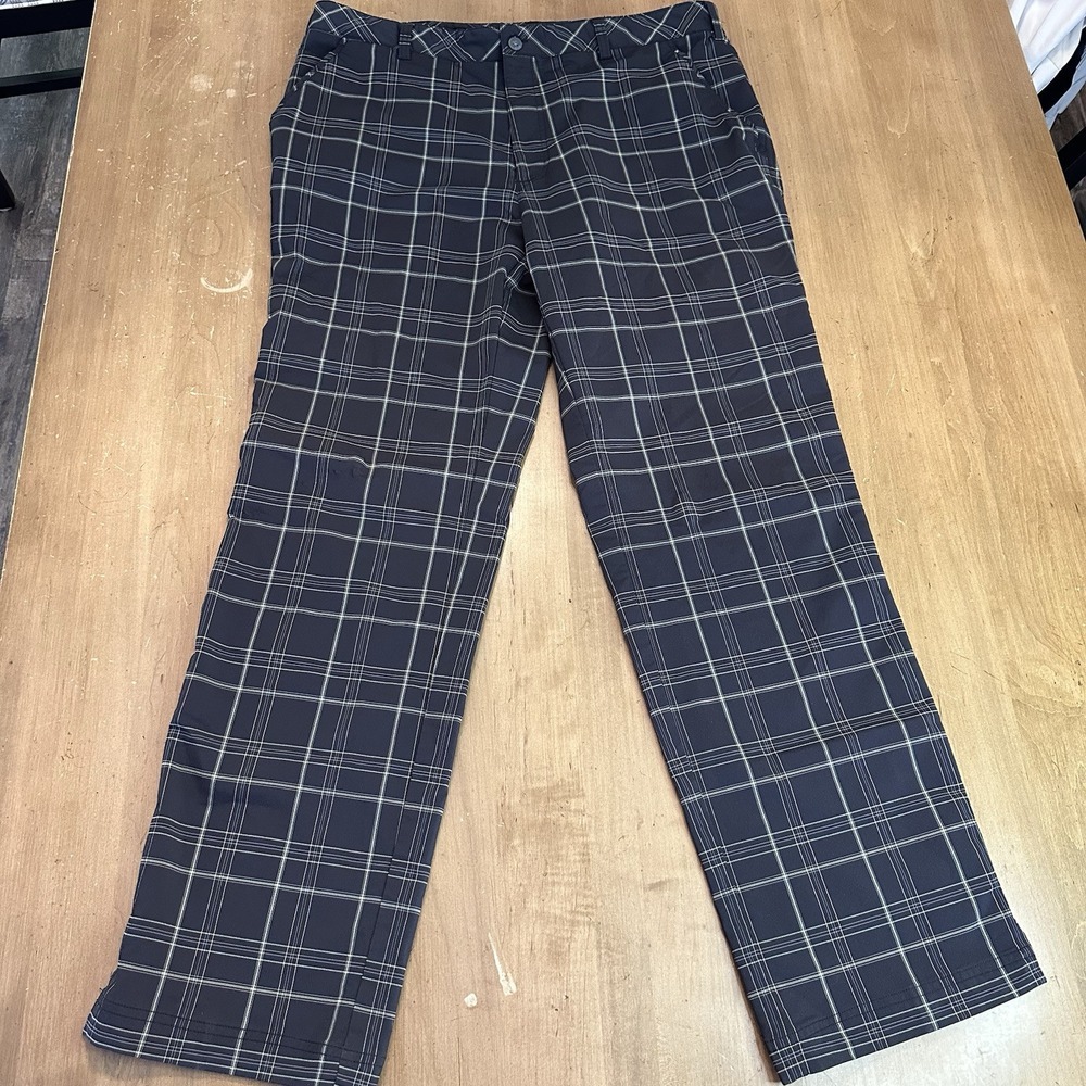 AUR Golf Pants Men 38x31 Tartan Plaid Active Straight Leg Stretch Check Chino